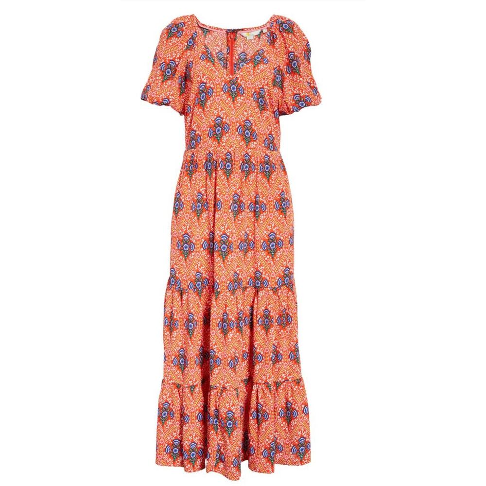 Boden Floral Tiered Midi Dress
